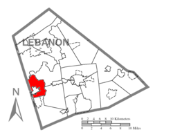 Map of Lebanon County, Pennsylvania Highlighting North Londonderry Township